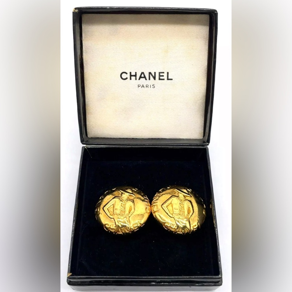 Authentic Vintage Coco Chanel Button Earrings